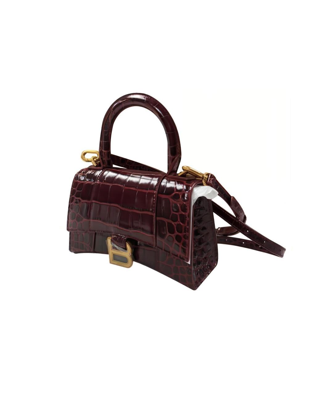 BALENCIAGA Бордовая кожаная сумка через плечо, фото 2