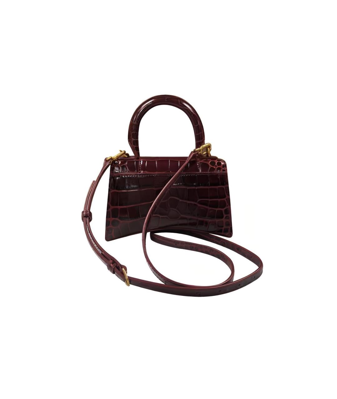 BALENCIAGA Бордовая кожаная сумка через плечо, фото 3