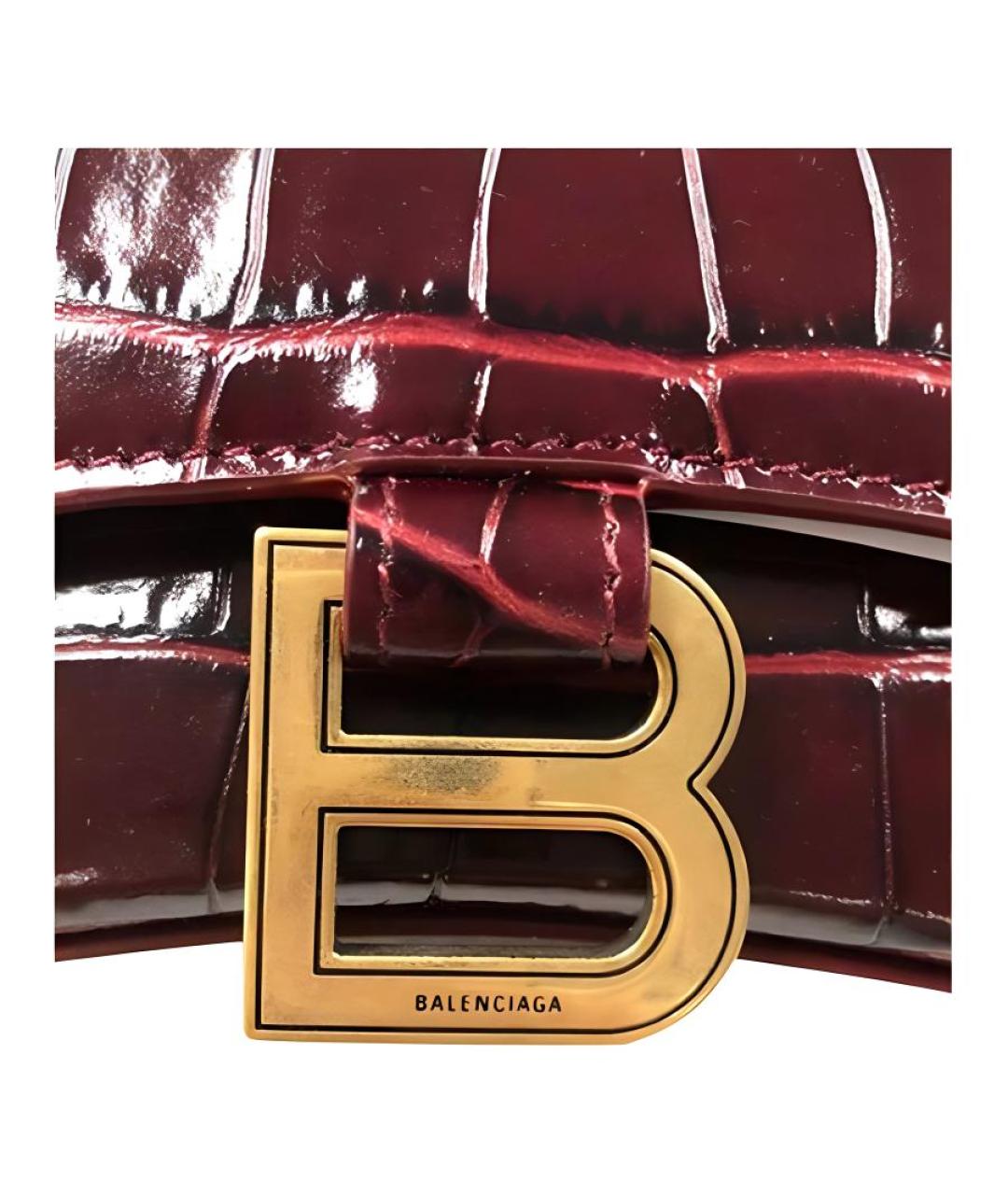 BALENCIAGA Бордовая кожаная сумка через плечо, фото 5