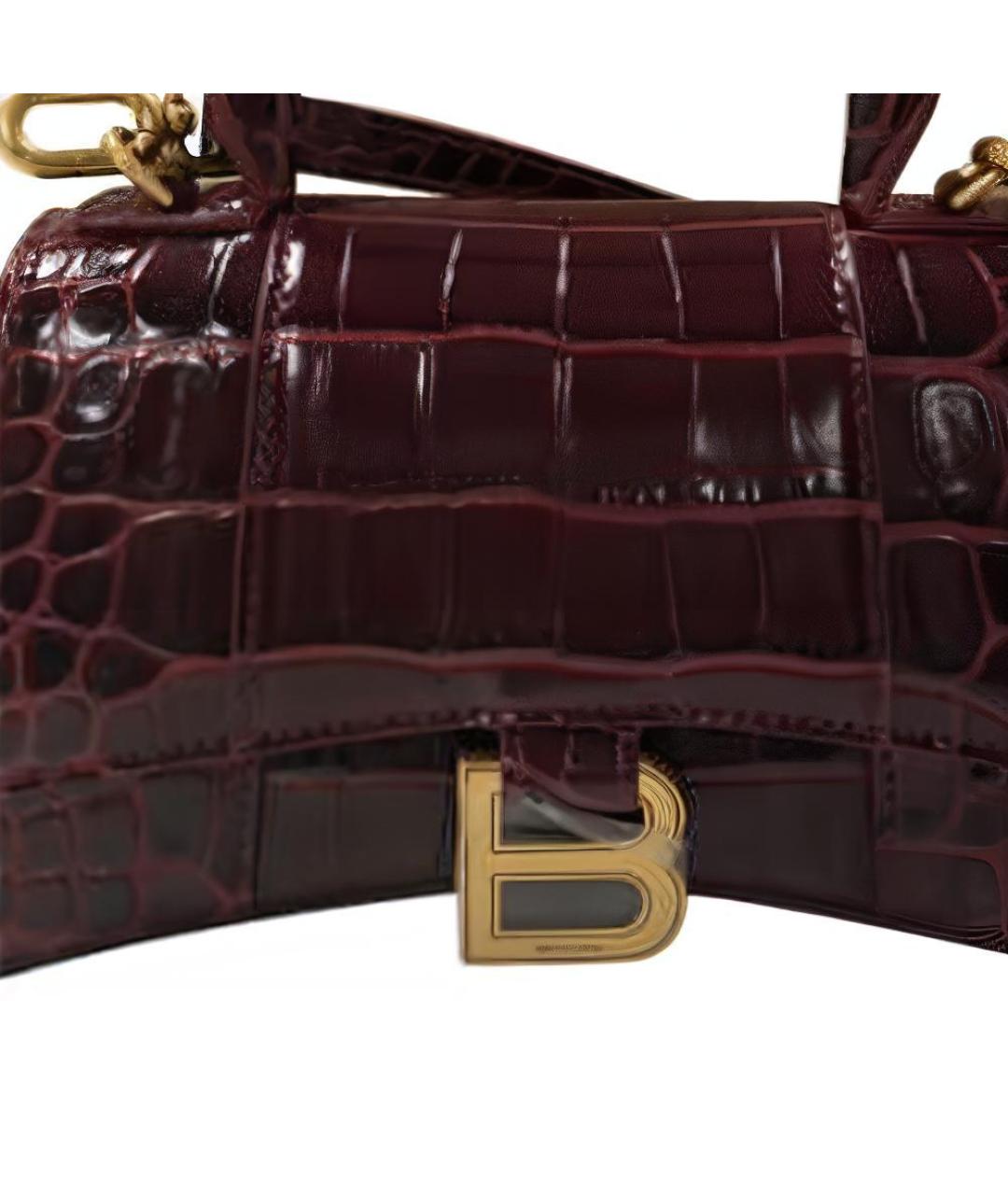 BALENCIAGA Бордовая кожаная сумка через плечо, фото 4