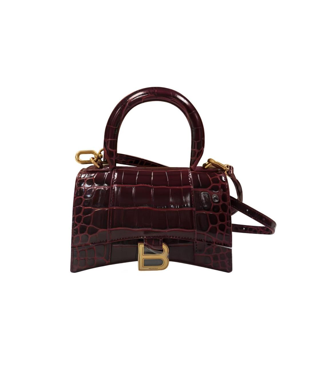 BALENCIAGA Бордовая кожаная сумка через плечо, фото 1