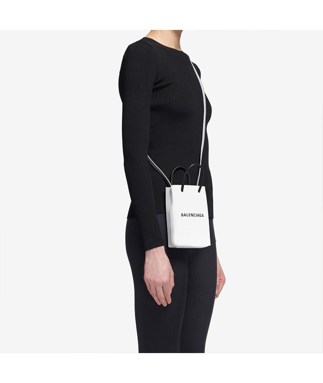BALENCIAGA Белая кожаная сумка через плечо, фото 8
