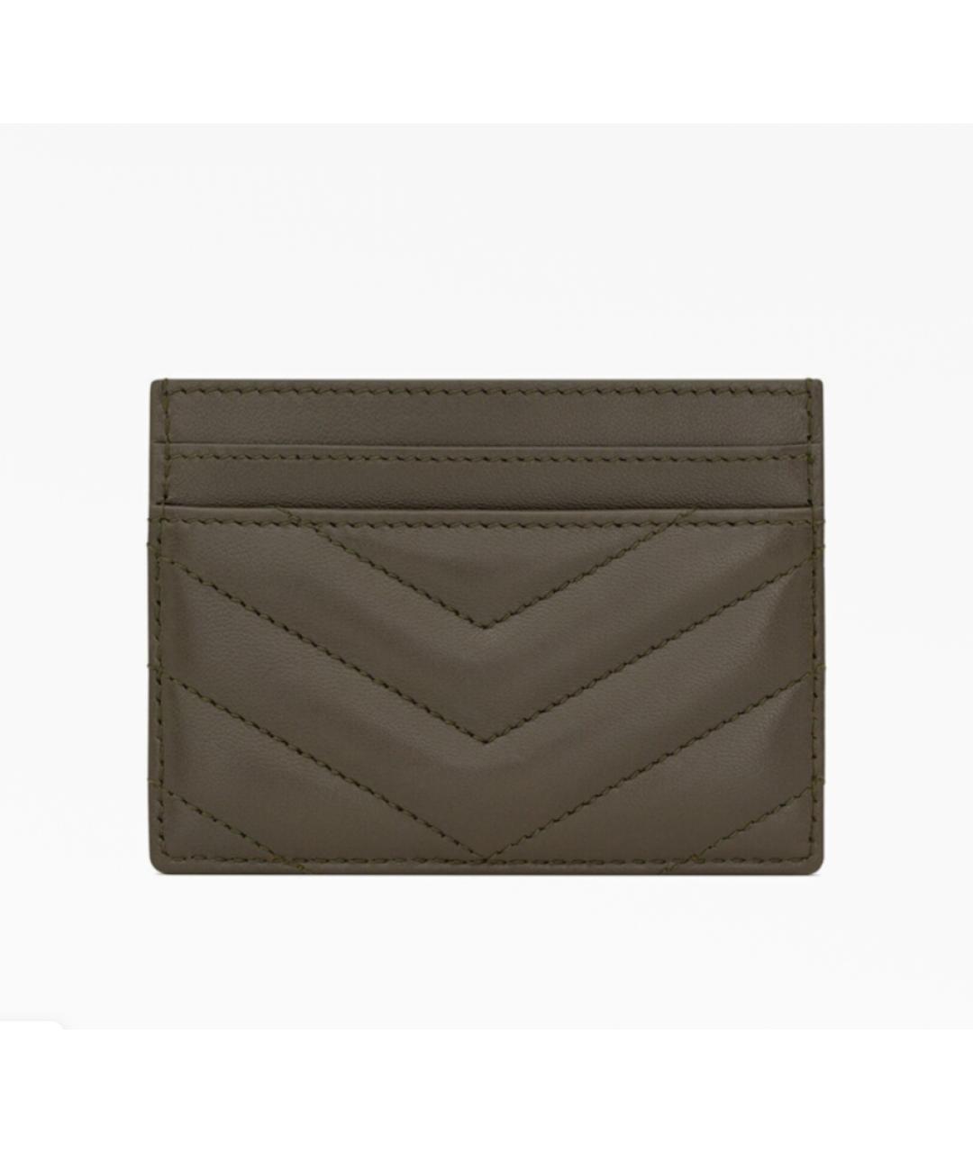 SAINT LAURENT Коричневый кожаный кардхолдер, фото 2