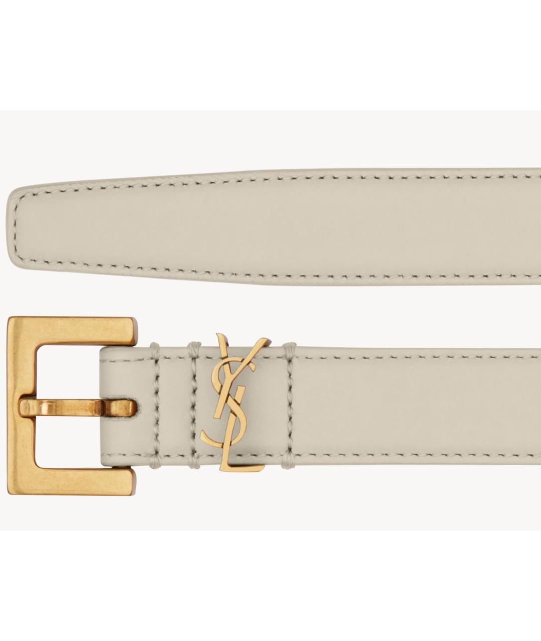 SAINT LAURENT Белый кожаный ремень, фото 2