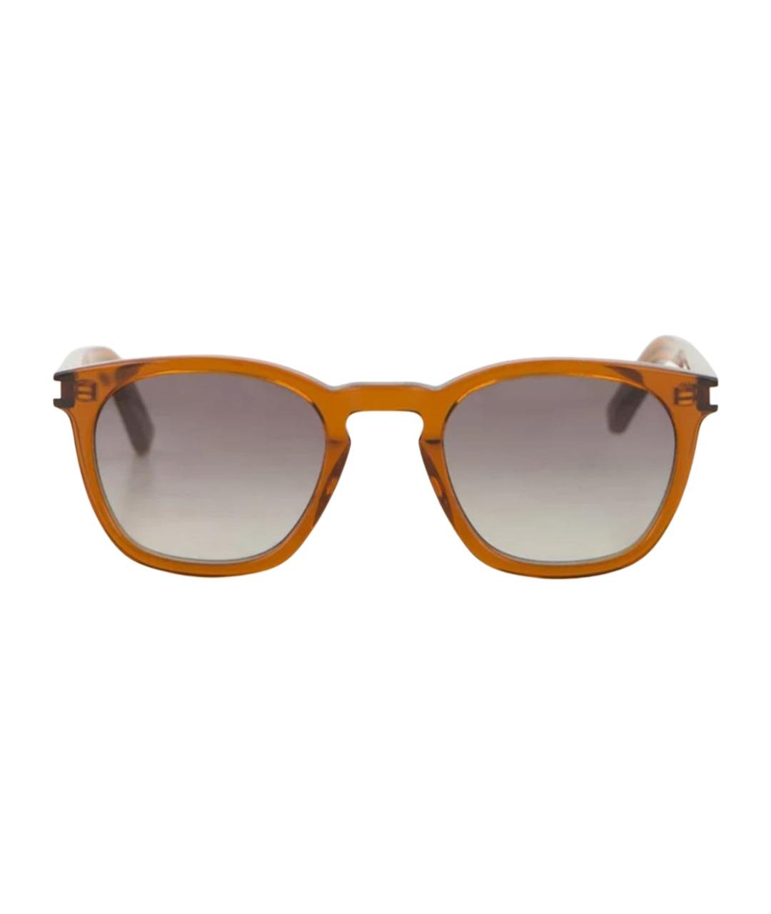 SAINT LAURENT Коричневые пластиковые солнцезащитные очки, фото 1