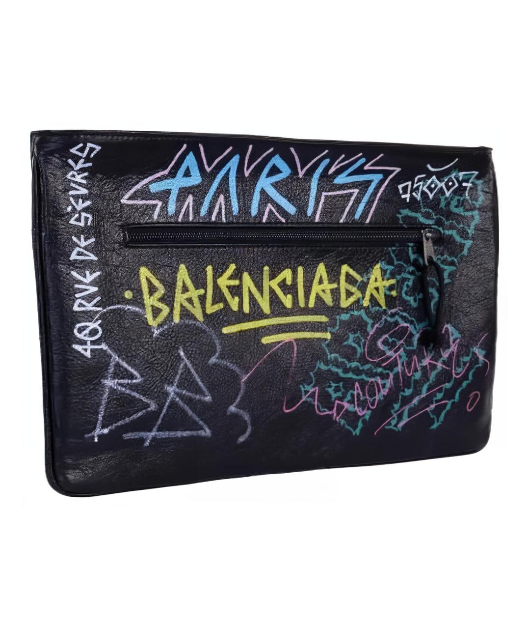 BALENCIAGA Черная кожаная папка для документов, фото 2