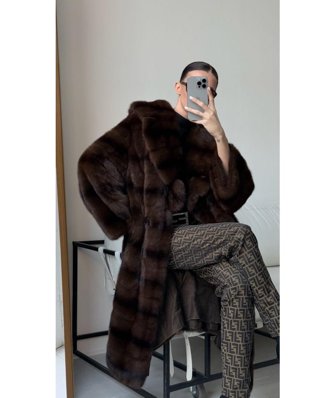 FENDI Коричневая меховая шуба, фото 4