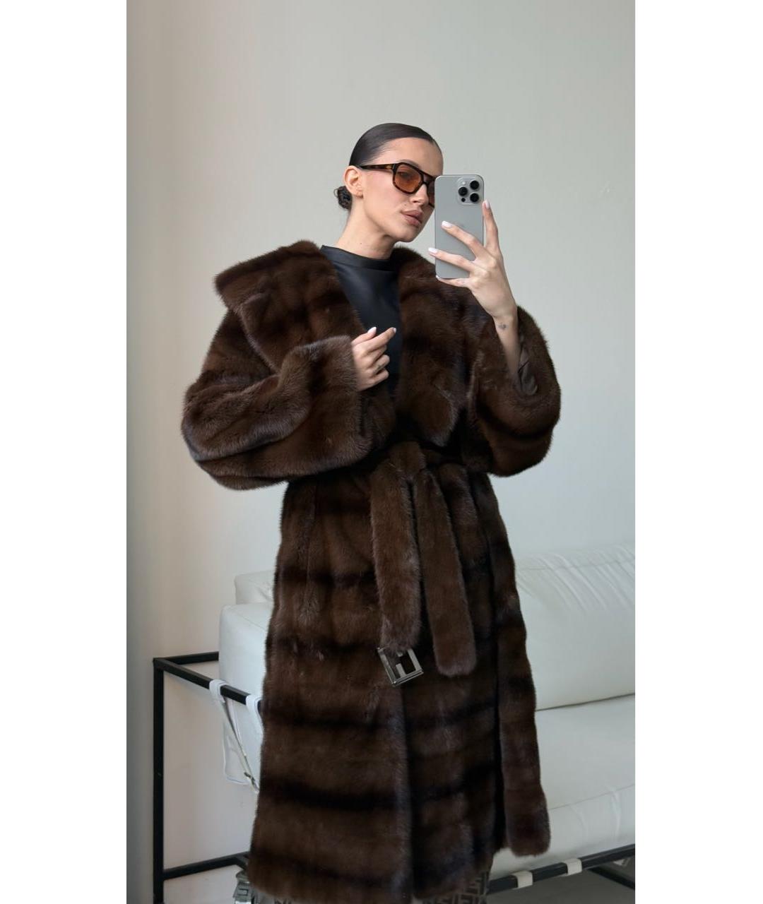 FENDI Коричневая меховая шуба, фото 2