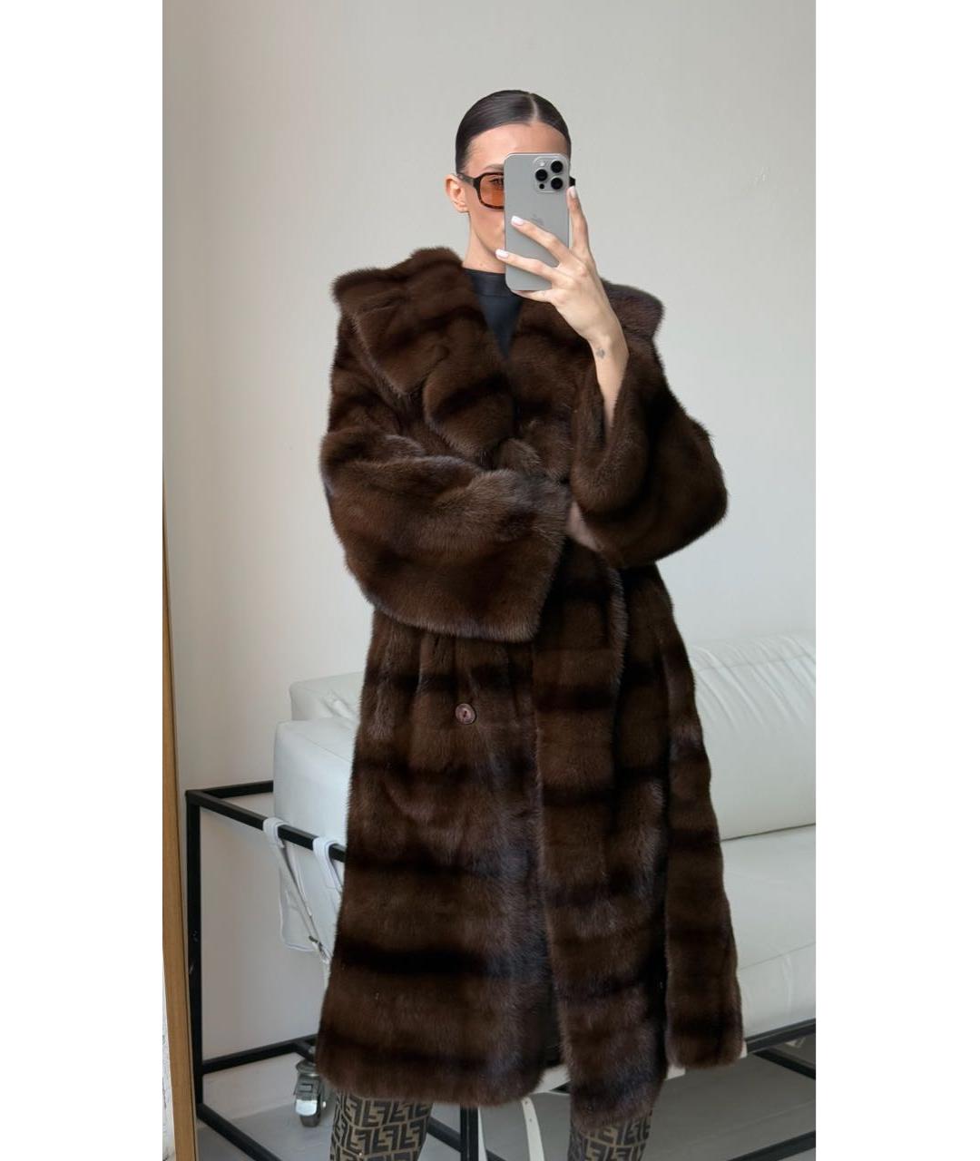 FENDI Коричневая меховая шуба, фото 5