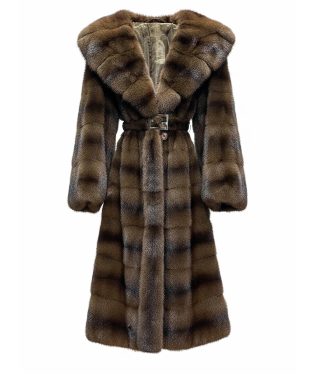 FENDI Коричневая меховая шуба, фото 1