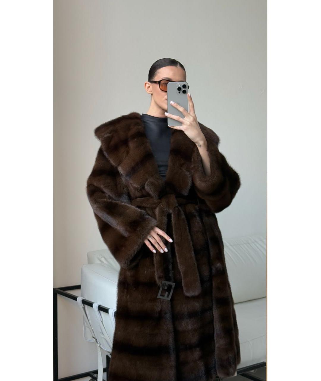 FENDI Коричневая меховая шуба, фото 3