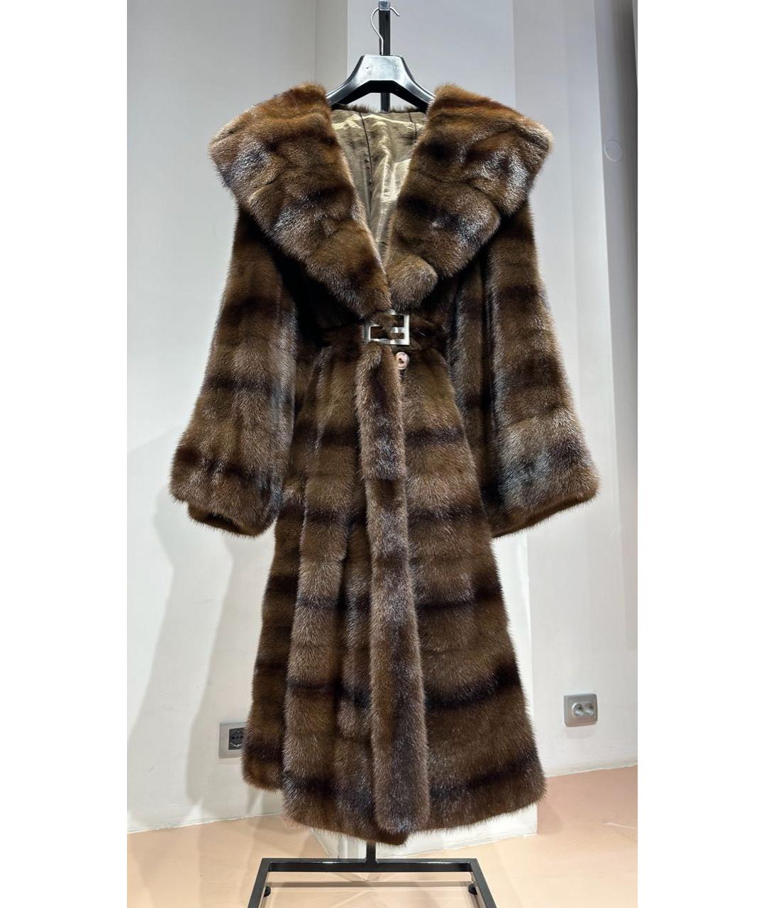 FENDI Коричневая меховая шуба, фото 7