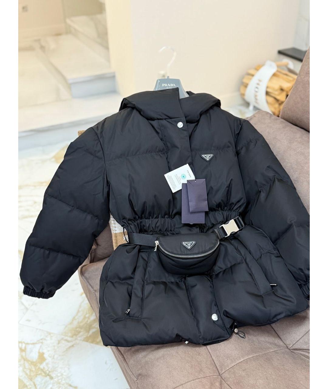 PRADA Черный полиамидовый пуховик, фото 4