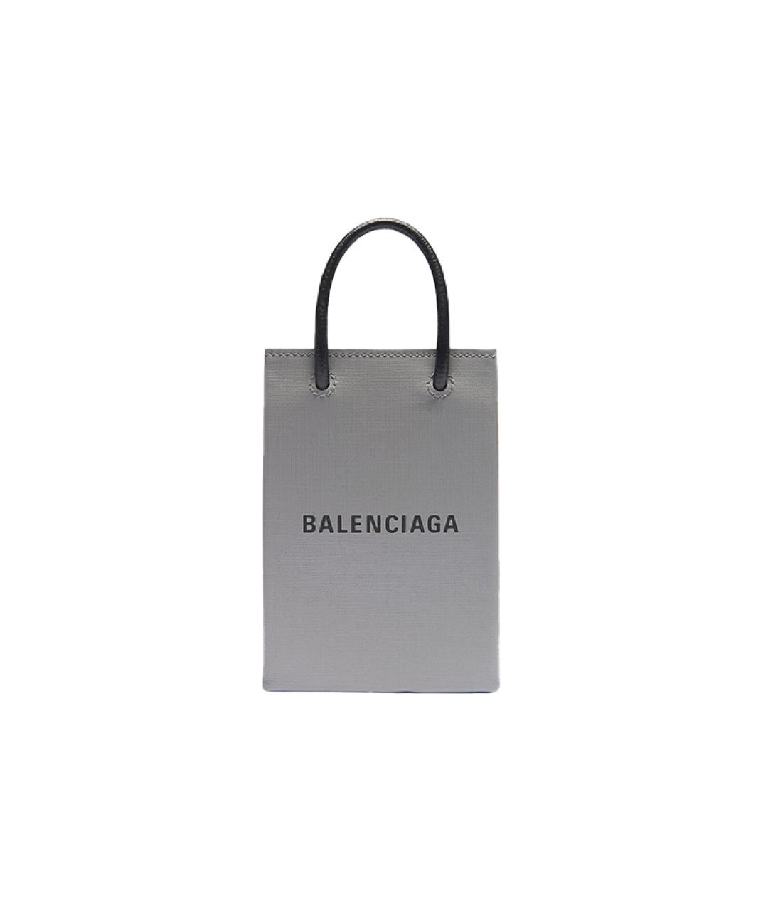 BALENCIAGA Серая кожаная сумка через плечо, фото 10