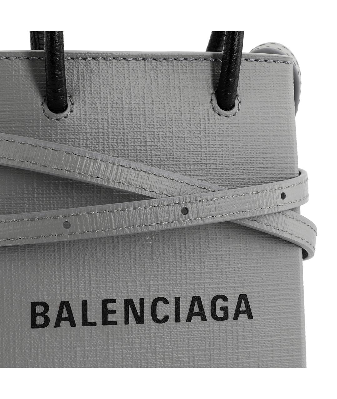 BALENCIAGA Серая кожаная сумка через плечо, фото 9
