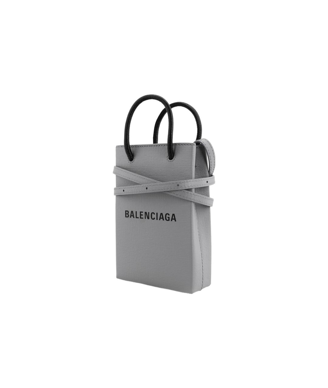 BALENCIAGA Серая кожаная сумка через плечо, фото 3