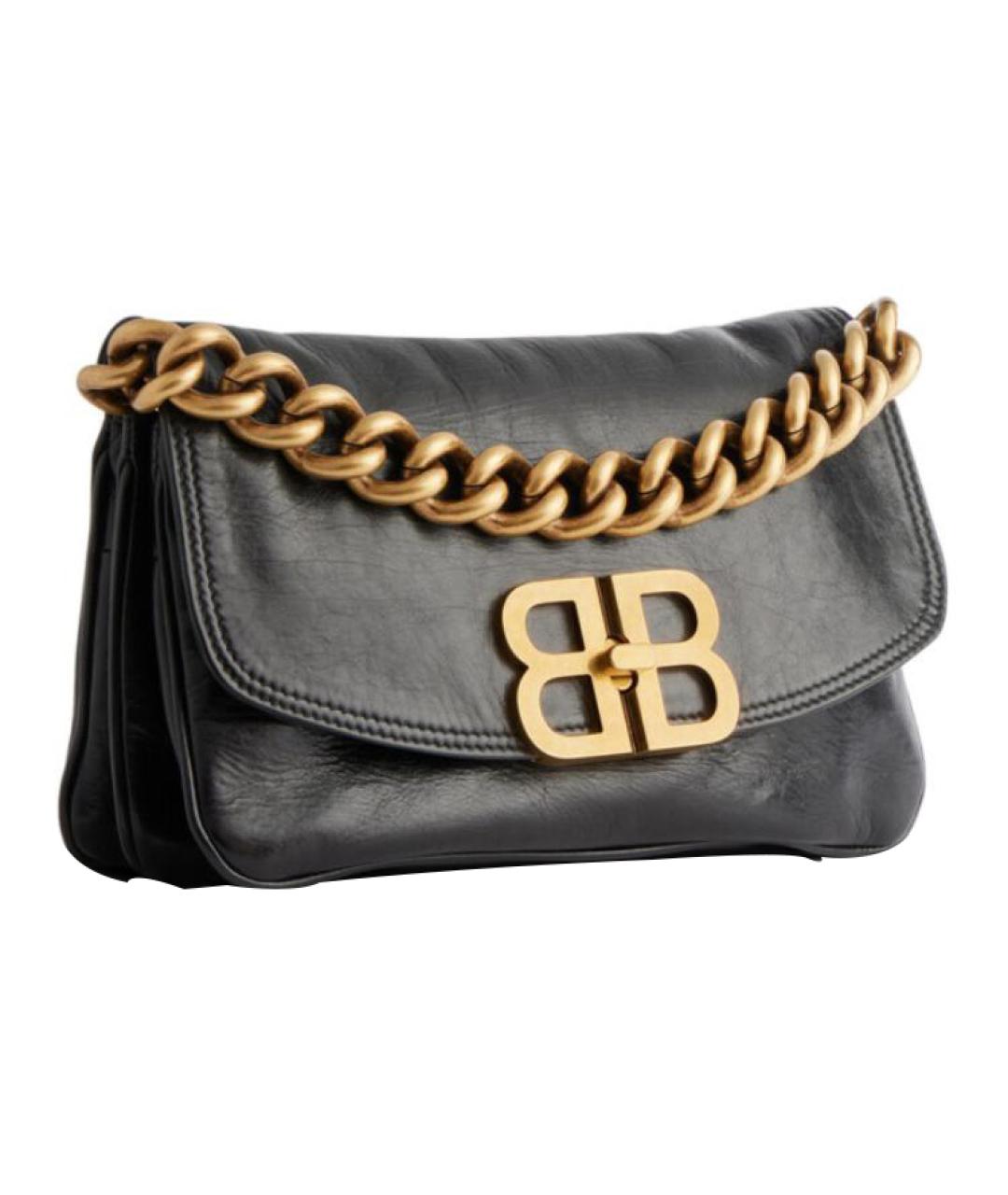 BALENCIAGA Черная кожаная сумка через плечо, фото 1