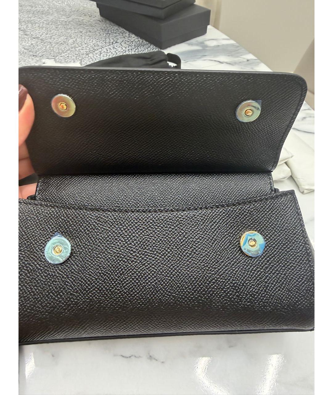 DOLCE&GABBANA Черная кожаная сумка с короткими ручками, фото 4