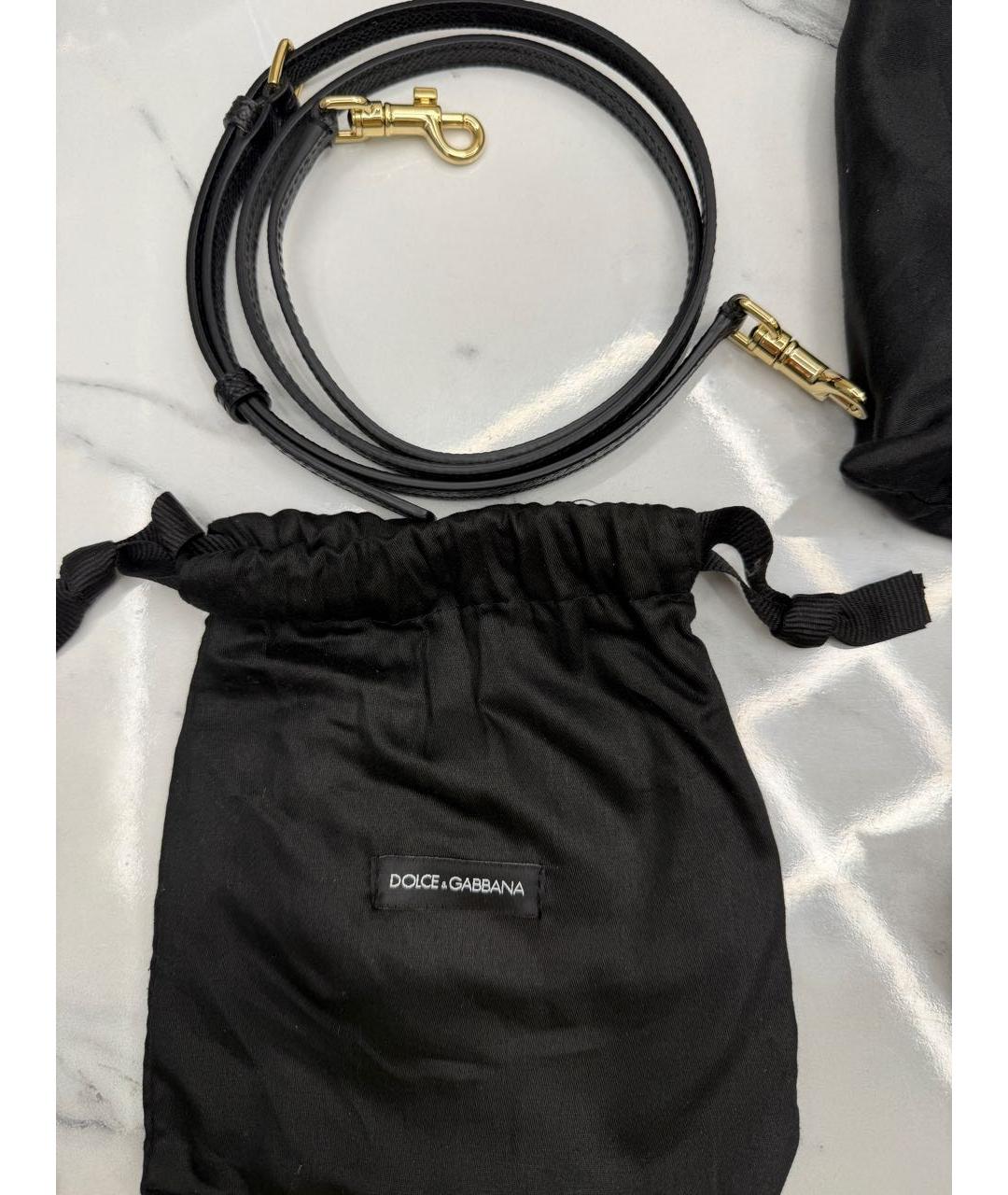 DOLCE&GABBANA Черная кожаная сумка с короткими ручками, фото 6