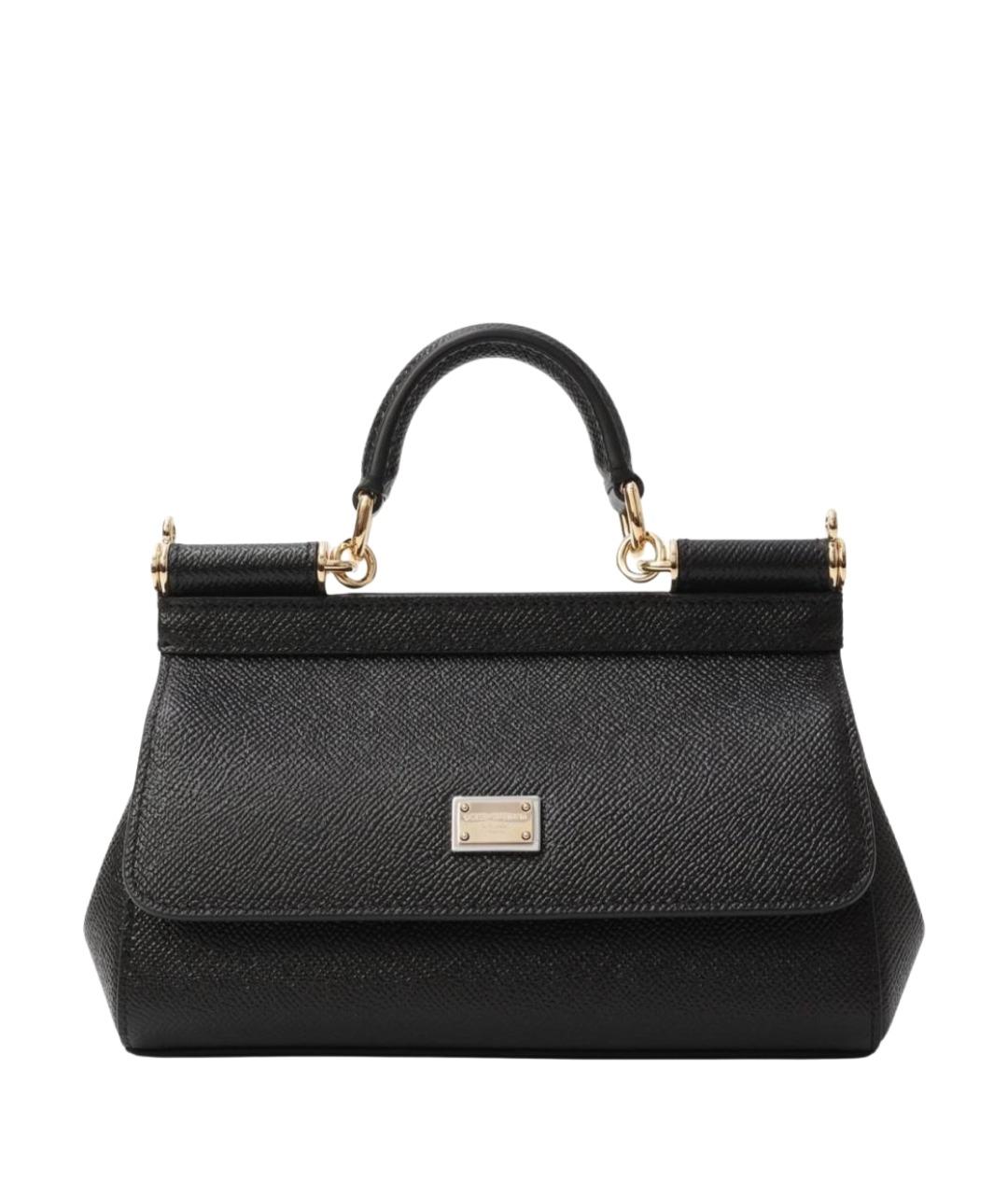 DOLCE&GABBANA Черная кожаная сумка с короткими ручками, фото 1