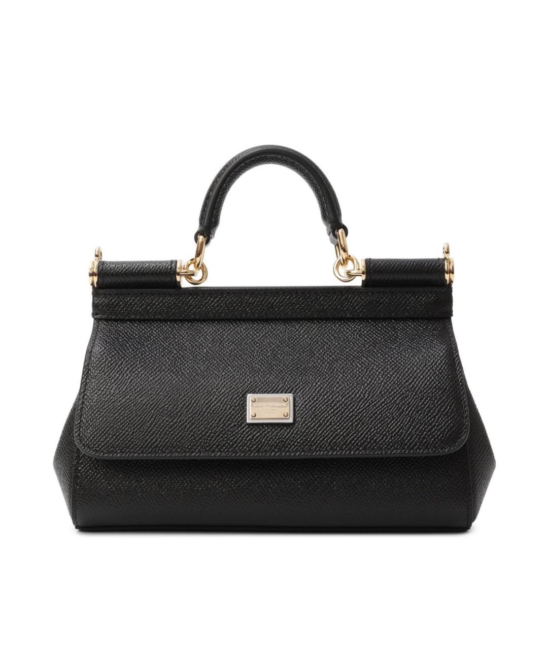 DOLCE&GABBANA Черная кожаная сумка с короткими ручками, фото 7