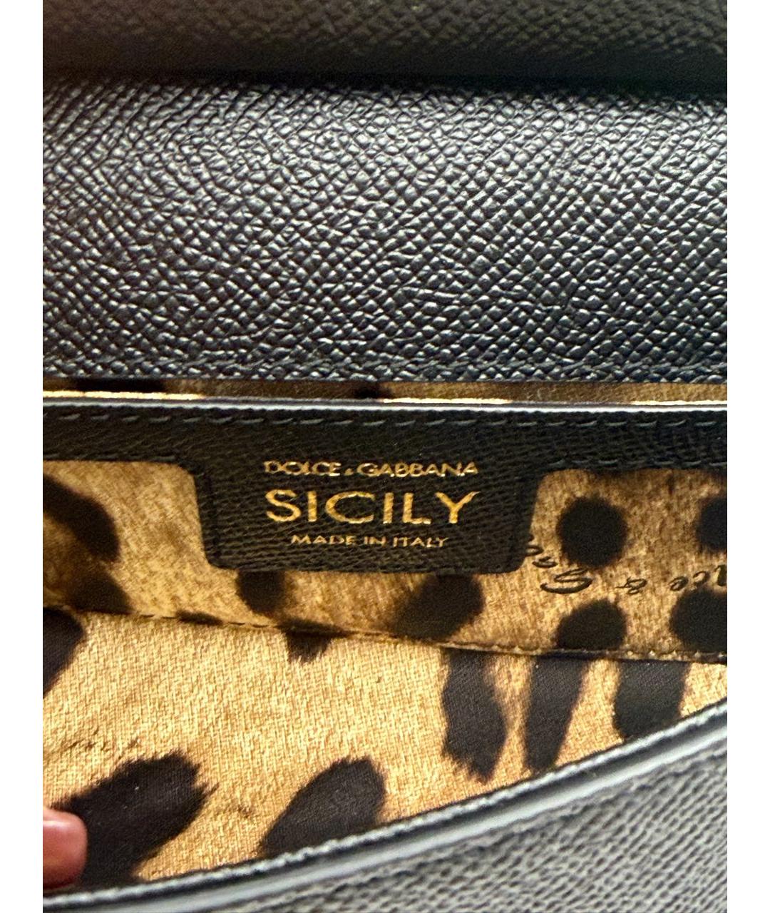 DOLCE&GABBANA Черная кожаная сумка с короткими ручками, фото 5