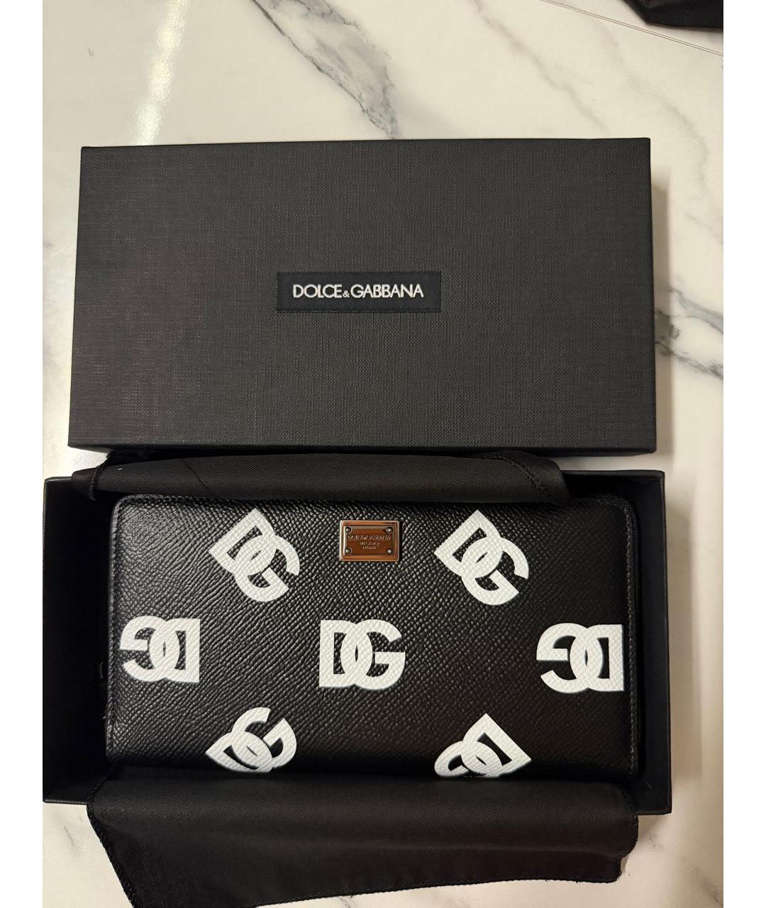 DOLCE&GABBANA Черный кожаный кошелек, фото 3