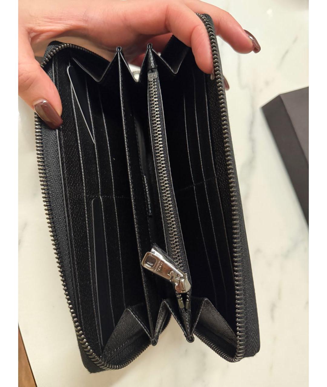 DOLCE&GABBANA Черный кожаный кошелек, фото 4