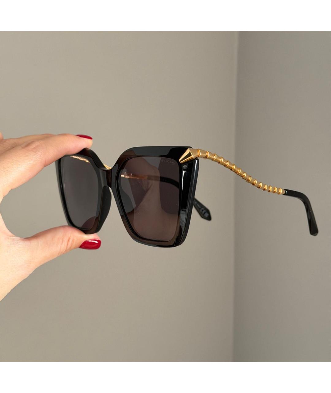 BVLGARI Черные пластиковые солнцезащитные очки, фото 4