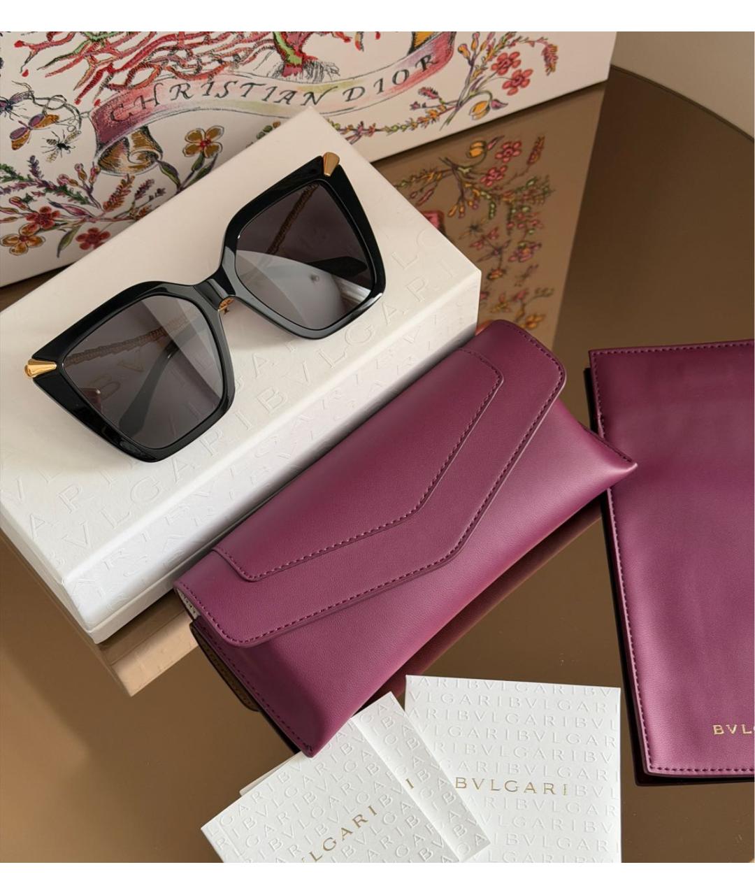 BVLGARI Черные пластиковые солнцезащитные очки, фото 3