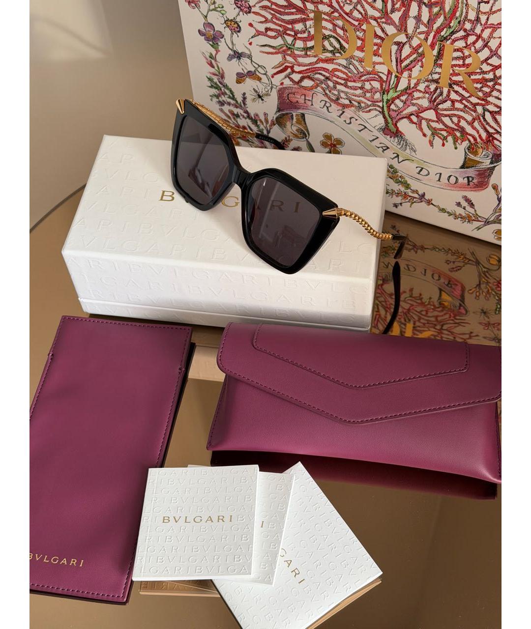 BVLGARI Черные пластиковые солнцезащитные очки, фото 2