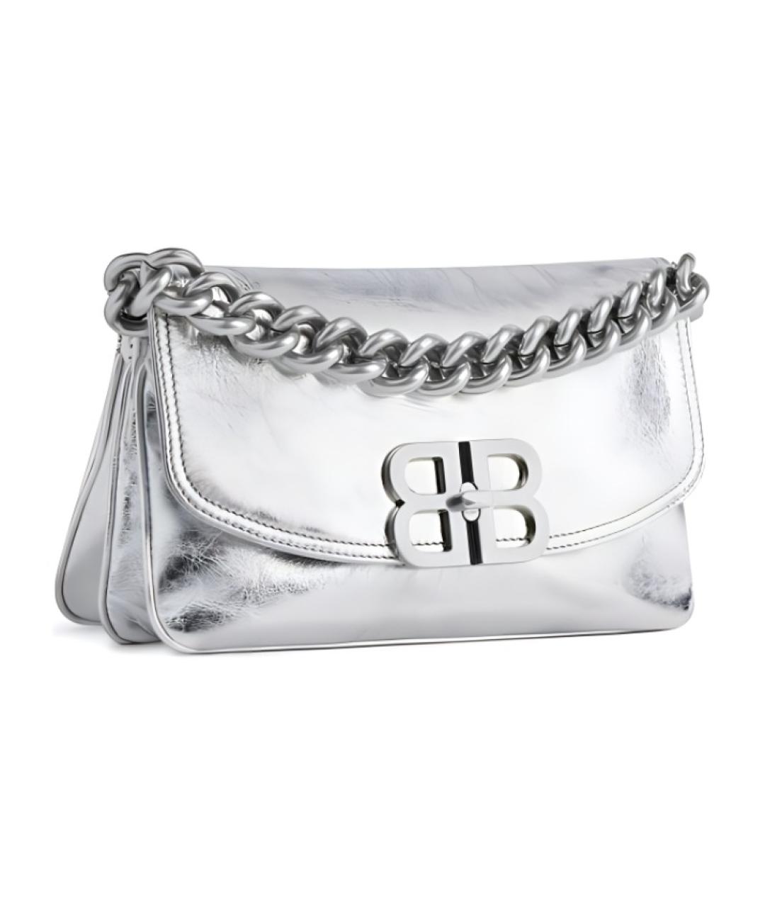 BALENCIAGA Серебряная кожаная сумка через плечо, фото 1