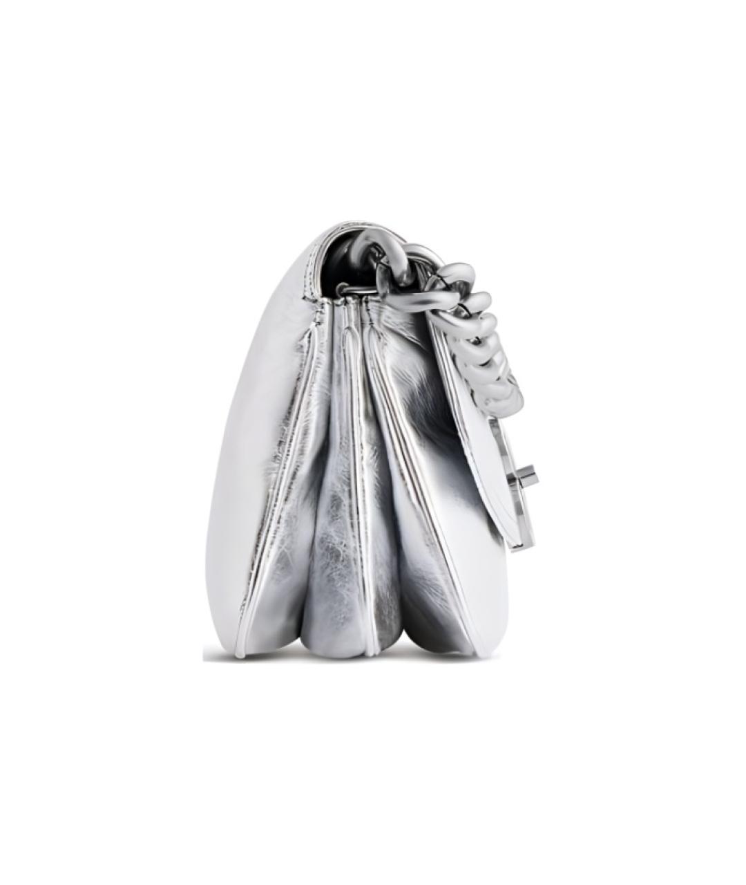 BALENCIAGA Серебряная кожаная сумка через плечо, фото 4