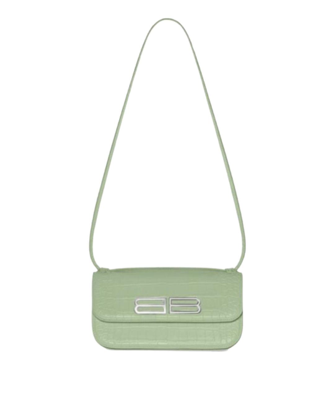 BALENCIAGA Салатовая кожаная сумка через плечо, фото 1