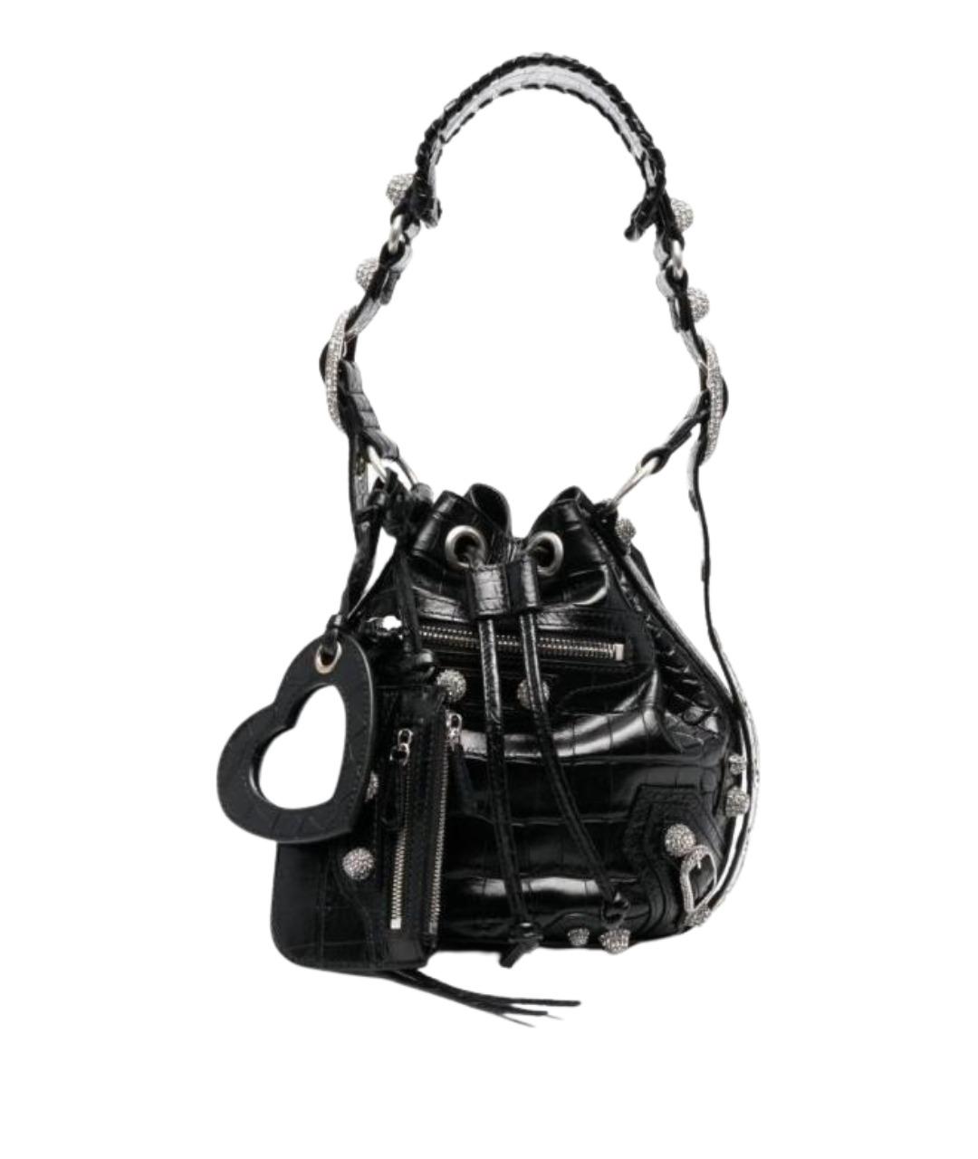 BALENCIAGA Черная кожаная сумка через плечо, фото 1