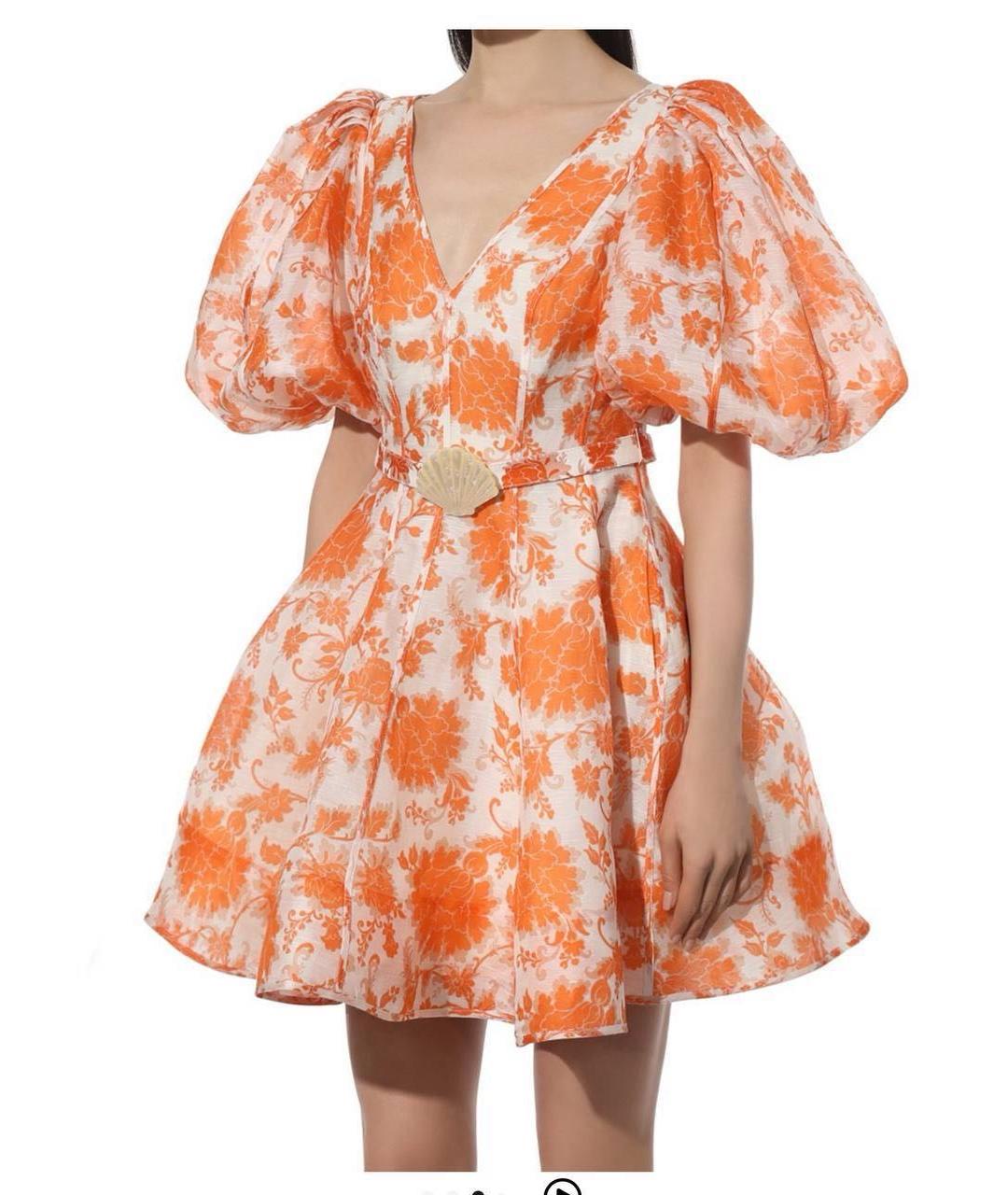 ZIMMERMANN Оранжевое хлопковое повседневное платье, фото 6