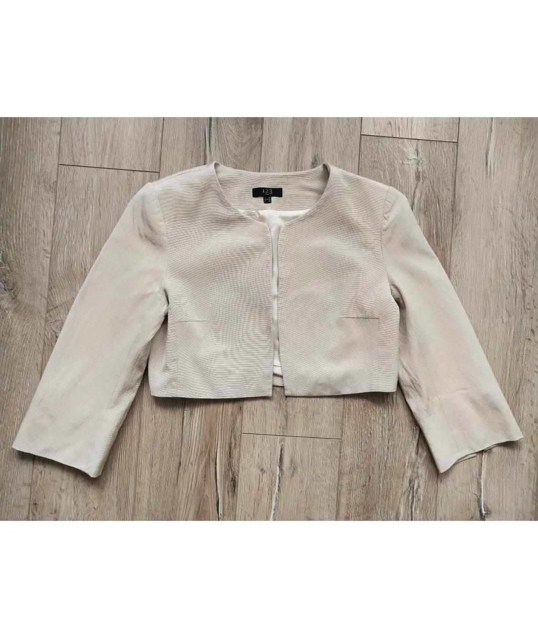 123 Бежевый вискозный жакет/пиджак, фото 6