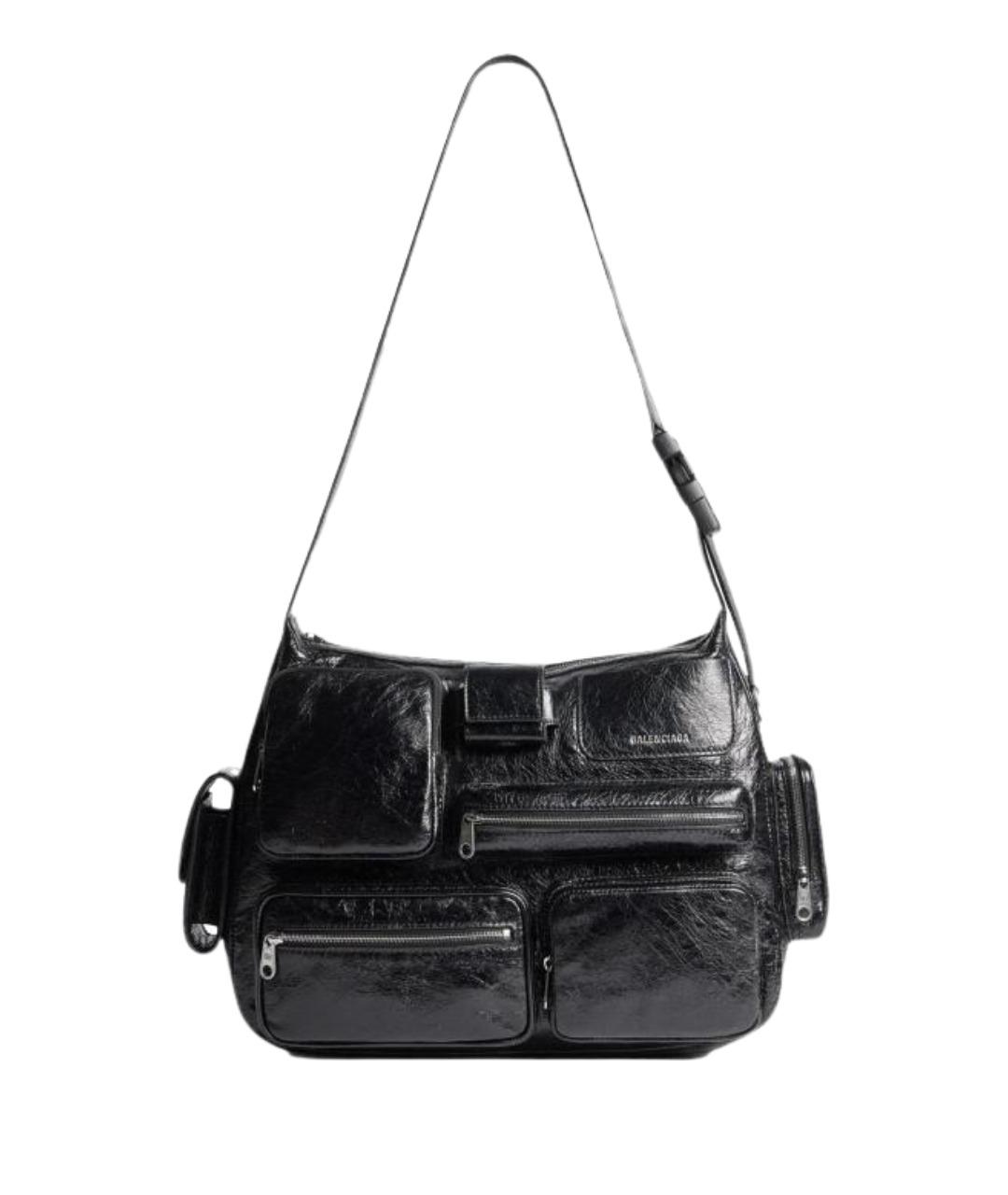 BALENCIAGA Черная кожаная сумка на плечо, фото 1