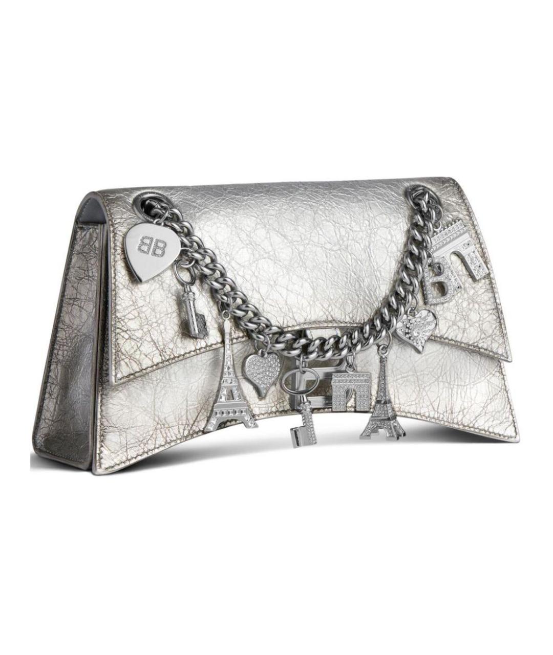 BALENCIAGA Серебряная кожаная сумка через плечо, фото 1