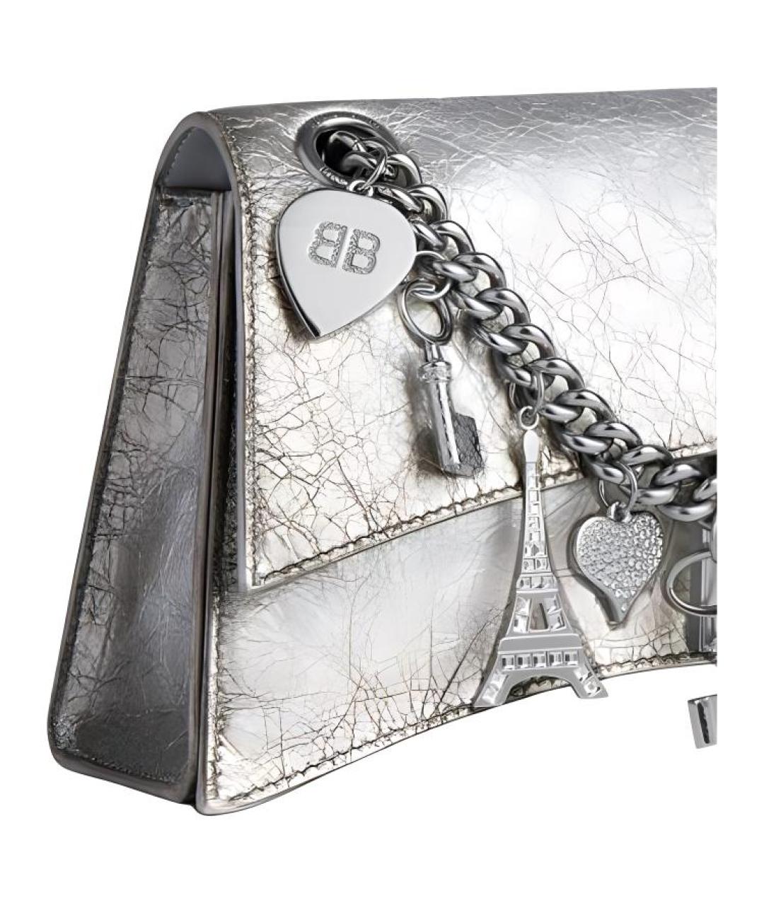 BALENCIAGA Серебряная кожаная сумка через плечо, фото 3