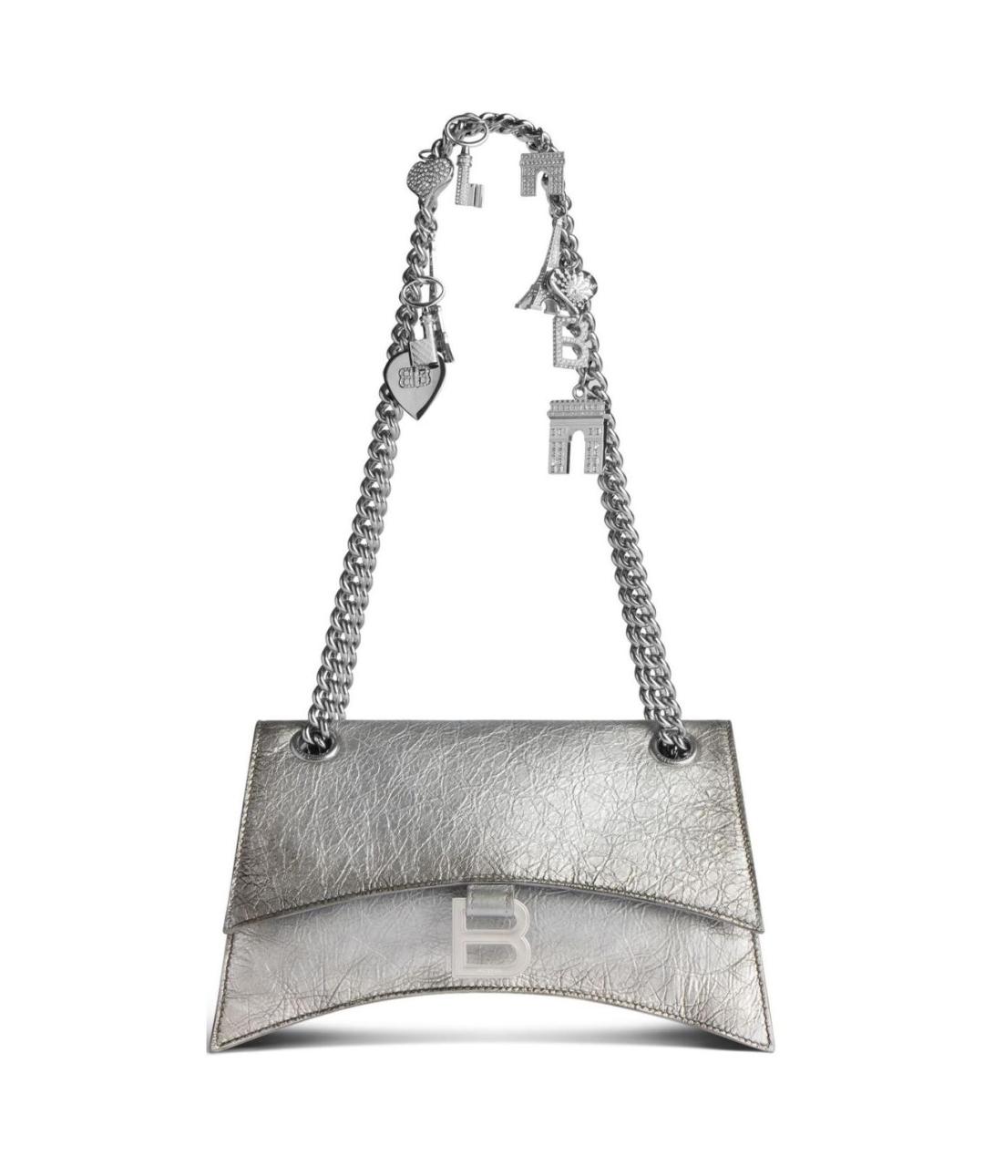 BALENCIAGA Серебряная кожаная сумка через плечо, фото 2