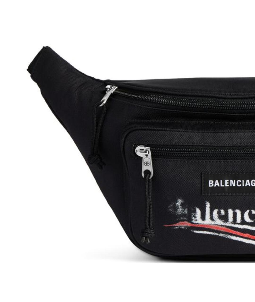 BALENCIAGA Черная тканевая поясная сумка, фото 5