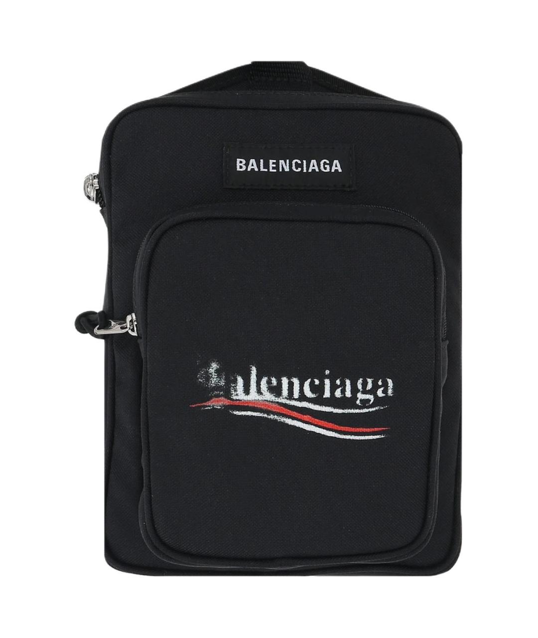 BALENCIAGA Черная тканевая сумка на плечо, фото 1