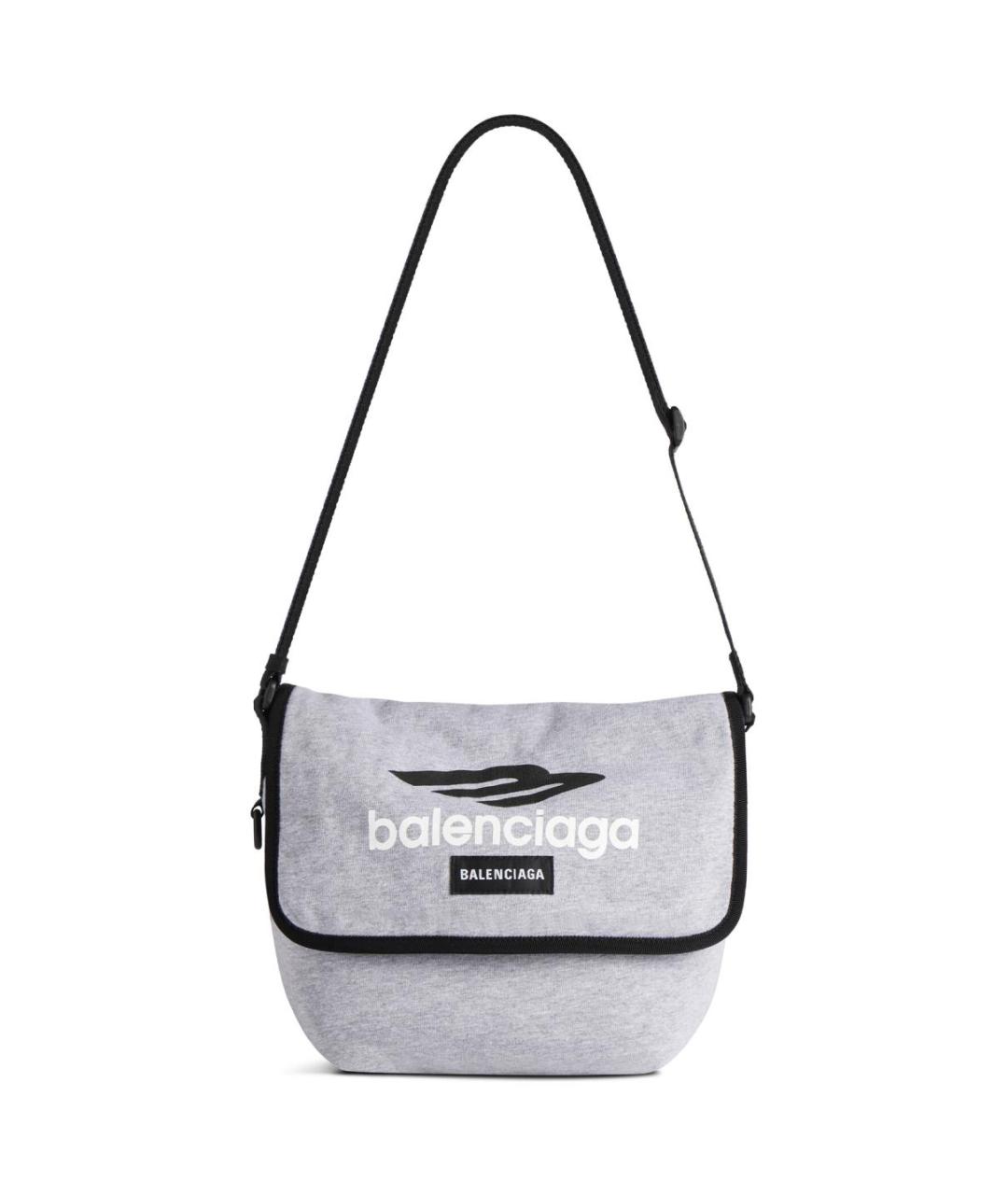 BALENCIAGA Серая тканевая сумка на плечо, фото 1