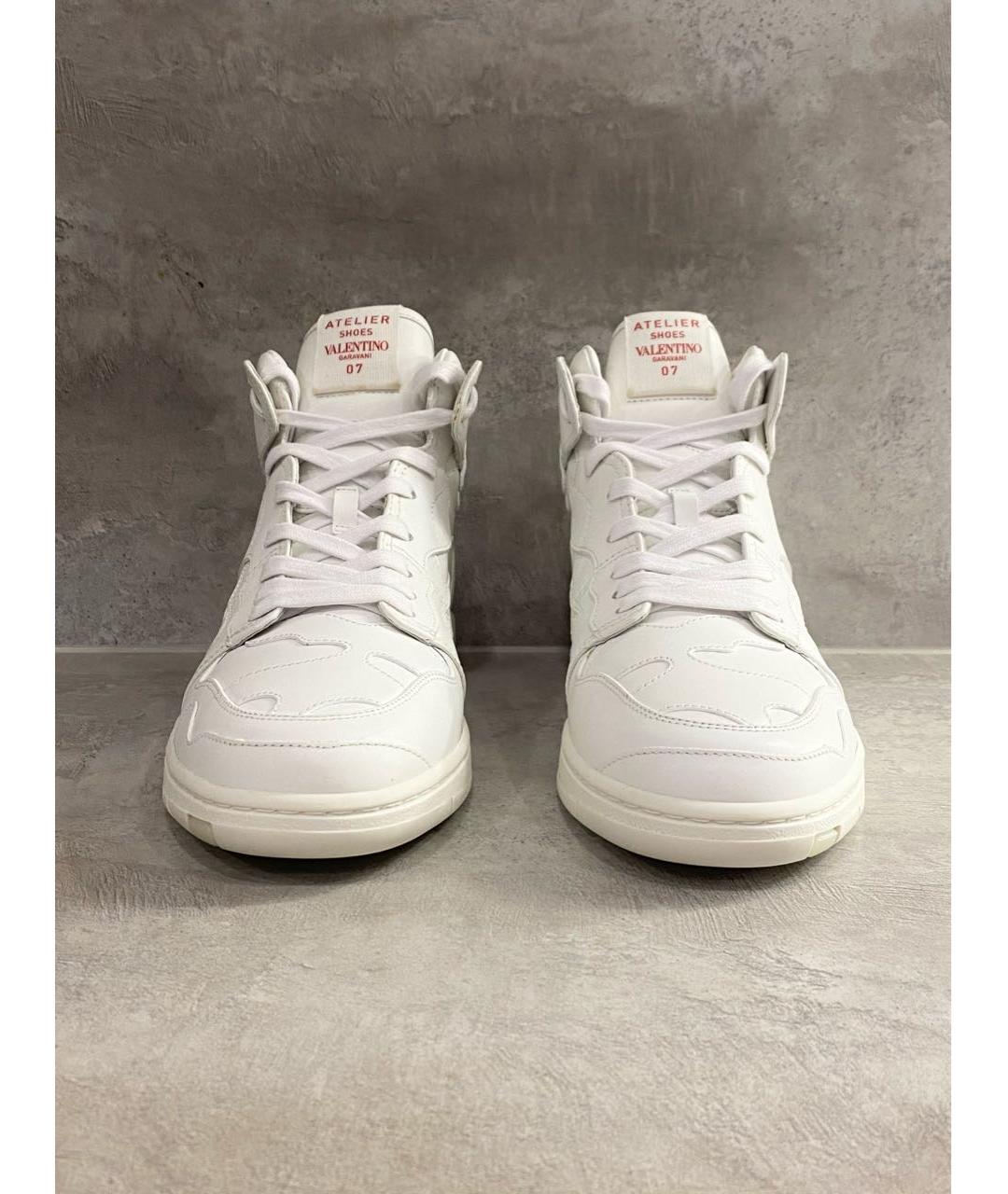 VALENTINO Белые кожаные высокие кроссовки / кеды, фото 5