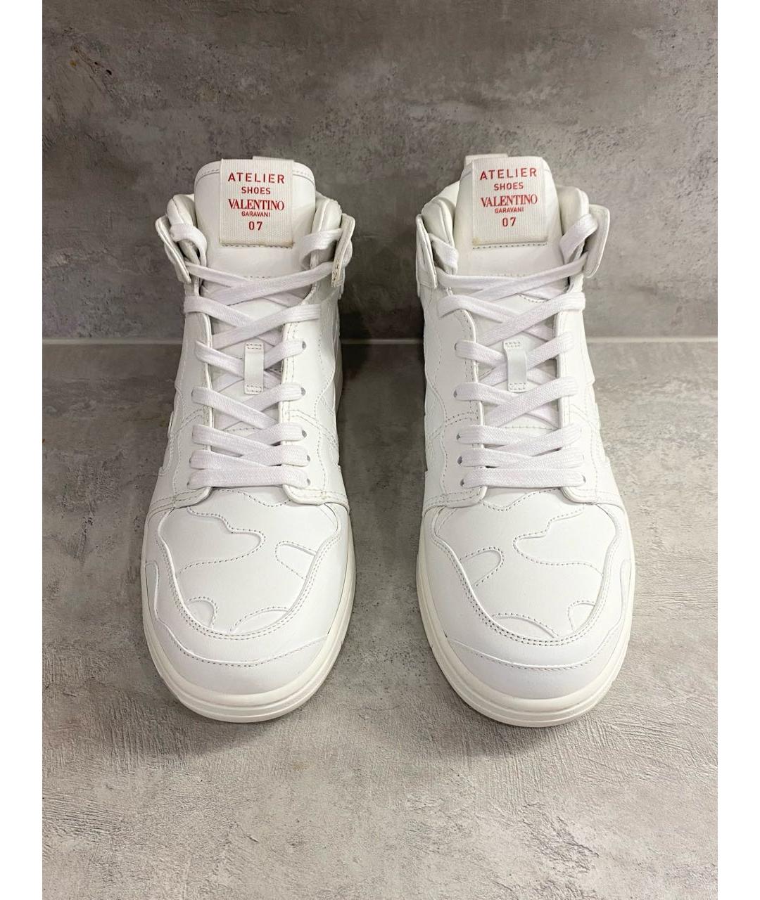 VALENTINO Белые кожаные высокие кроссовки / кеды, фото 4