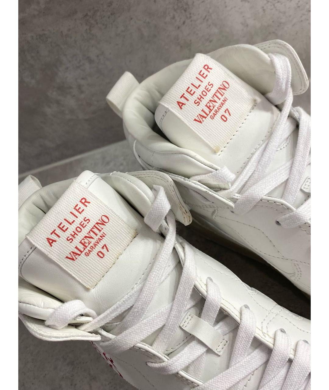 VALENTINO Белые кожаные высокие кроссовки / кеды, фото 7