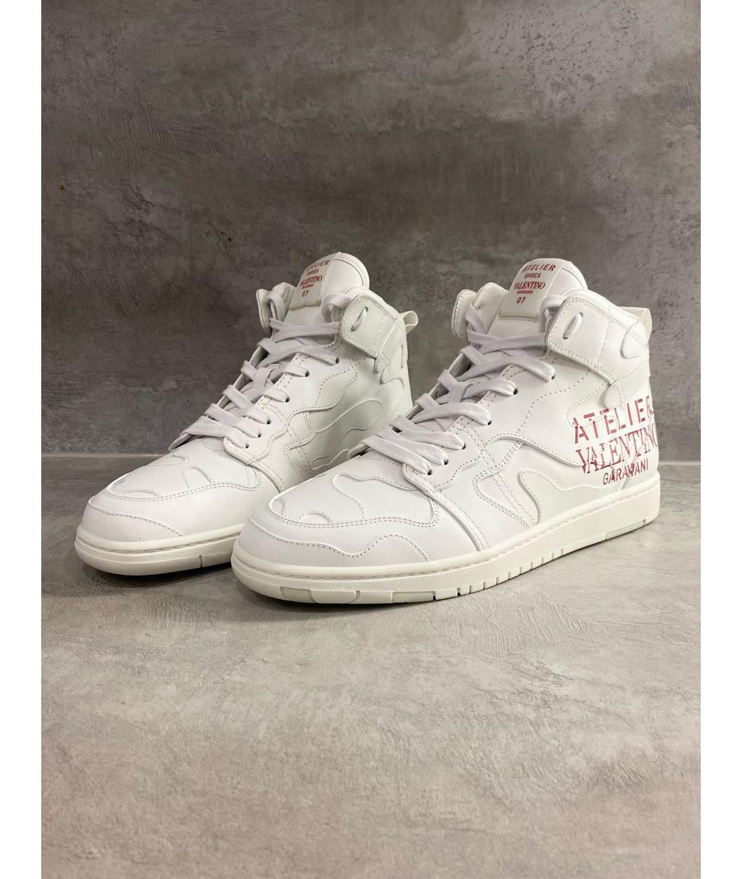 VALENTINO Белые кожаные высокие кроссовки / кеды, фото 3