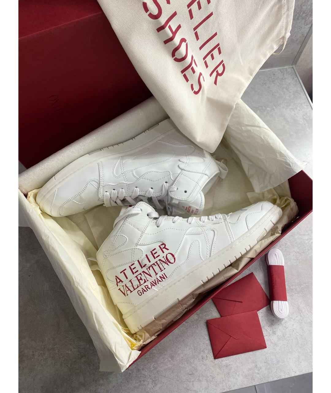 VALENTINO Белые кожаные высокие кроссовки / кеды, фото 8
