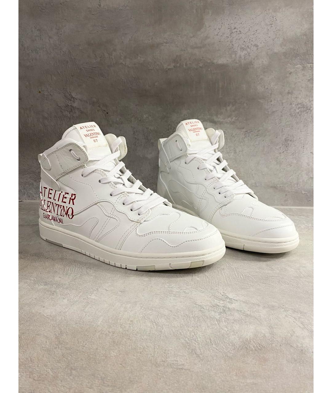 VALENTINO Белые кожаные высокие кроссовки / кеды, фото 2